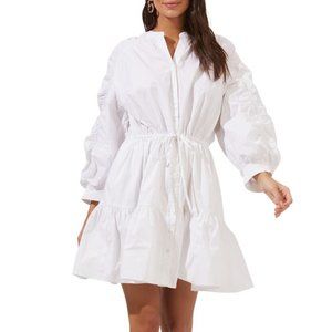 ASTR THE LABEL Ruched Shirtdress WHITE S - NWT